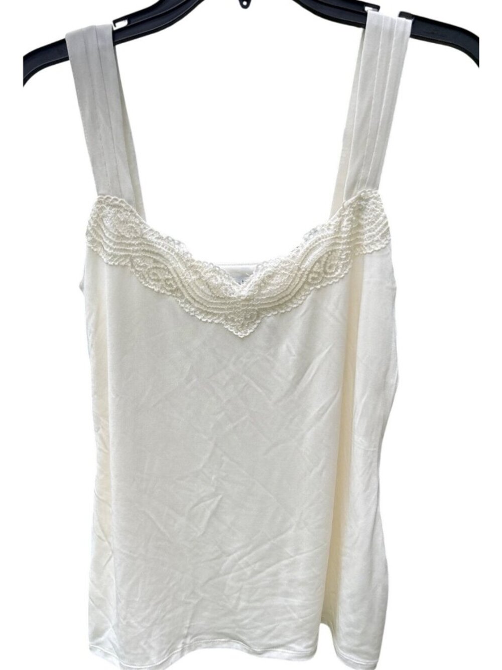 White House Black Market Womens Size S Lace Trim Tank Top off-white